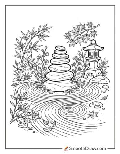Zen Stones With Leaves