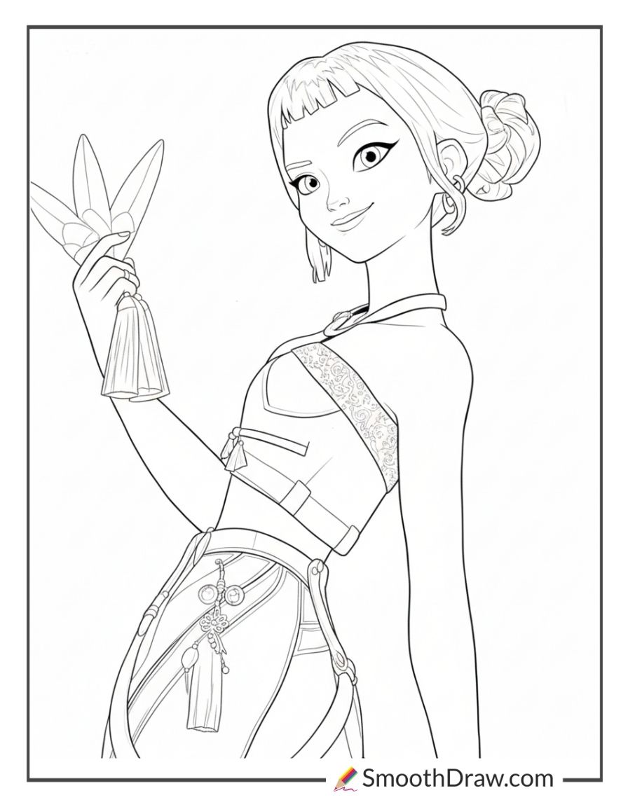 Zoey Huntrix Coloring Page