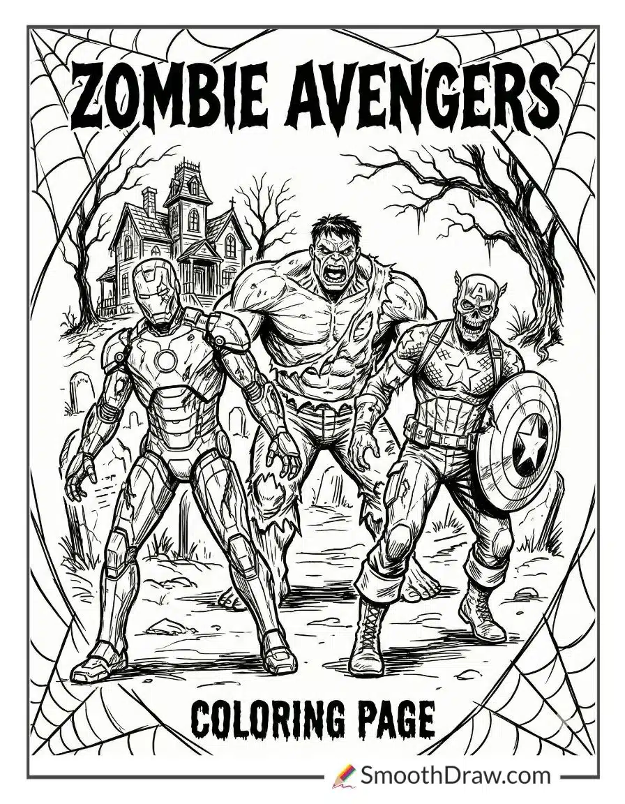 Zombie Avengers Coloring Pages